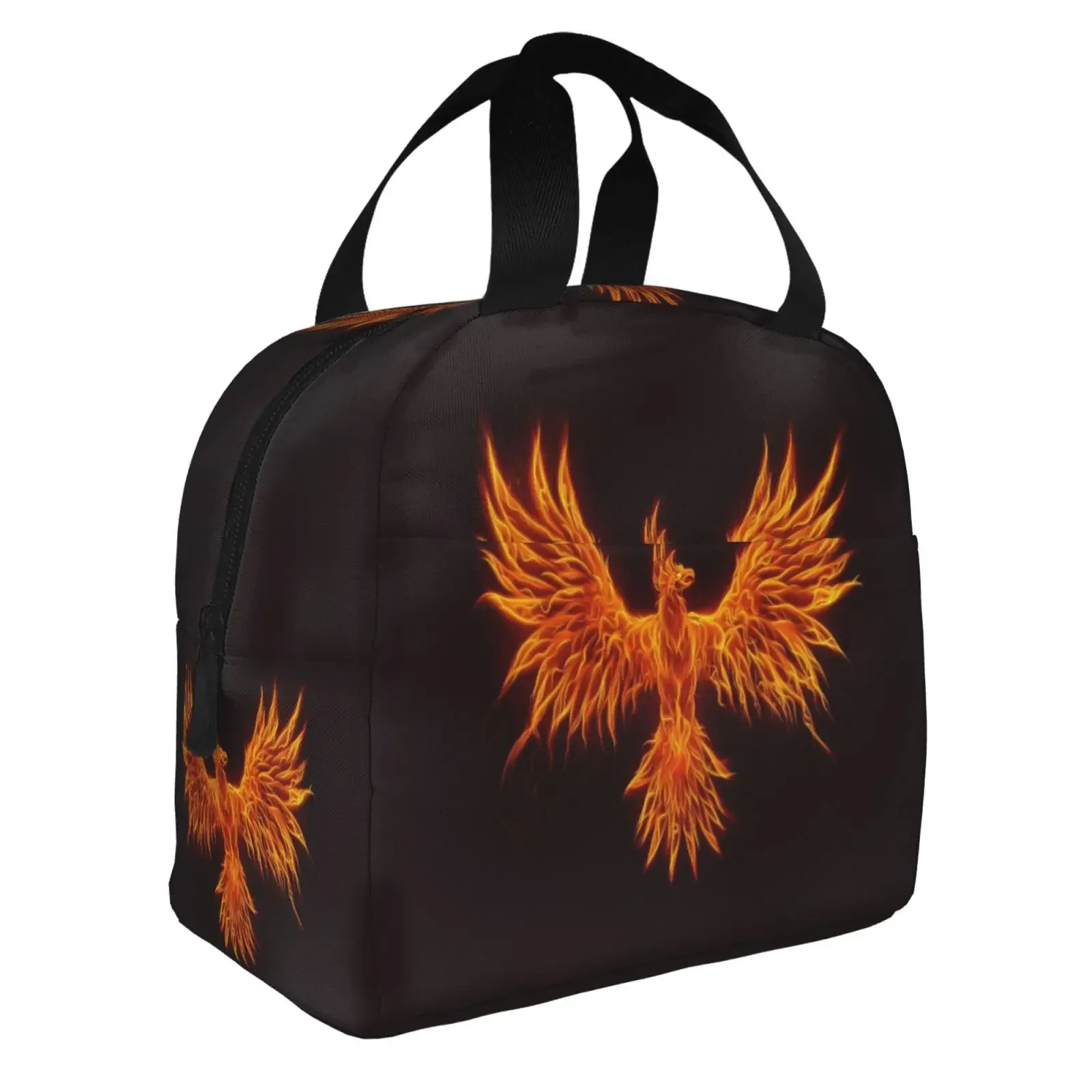 Flame Bird Fire Phoenix Print Lunch Bags Insulated Bento Box Lunch Tote Leakproof Picnic Bags Thermal Bag for Woman Girl School