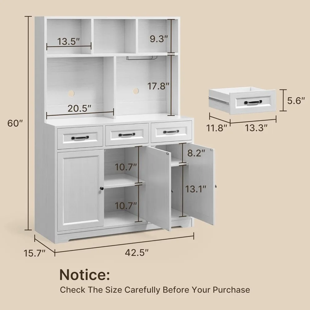 Mobiletto da dispensa da cucina con ripiano per microonde Mobiletto da bar alto 60.2 con ripiani da cucina con ripiano da appoggio