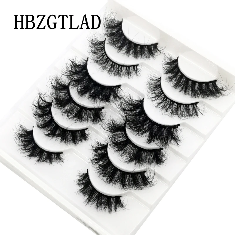 HBZGTLAD False Eyelashes Cat-Eye Fluffy Faux Mink Lashes 8D Wispy Lashes 6 Pairs Pack Dramatic Long Thick Volume Eyelashes