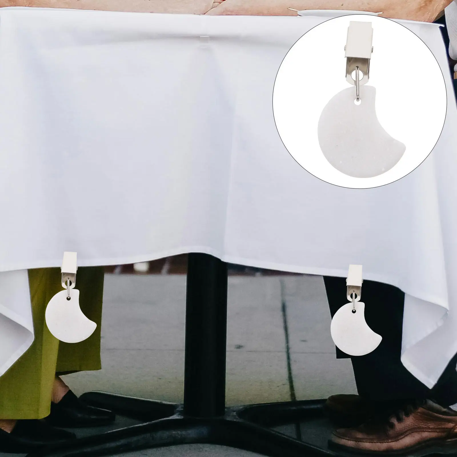 4Pcs Moon Shape Marble Tablecloth Weights Clips Heavy Duty Stone Clamp for Patio Picnic Camping Tablecloth Table Weights