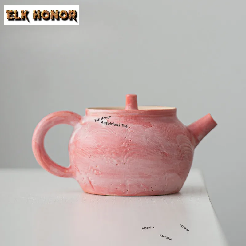 

Handcrafted Sunset Glow Pink Teapot Ancient Tea Infuser Pot Household Tea Soaking Kettle With Strainer Tableware Ornaments Gift