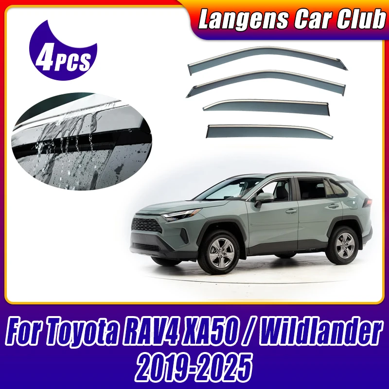 Car Side Window Visor Sun Rain Deflector Awning Eyebrow Covers Guards For Toyota RAV4 2021 Accessories Wildlander XA50 2019~2025