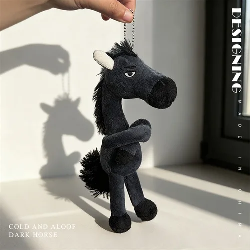 Portachiavi in peluche con cavallo fresco Squisito stile fantasy Artigianato Pony Peluche con sciarpa Rosa Simulazione Cavallo Giocattolo Regali di Natale