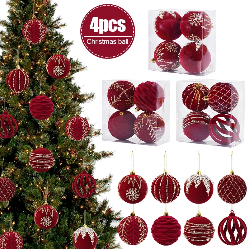 8cm große Weihnachts kugel Ornamente roter Weihnachts baum hängen Anhänger 2024 Weihnachts schmuck für Zuhause Navidad Neujahrs geschenk 2025