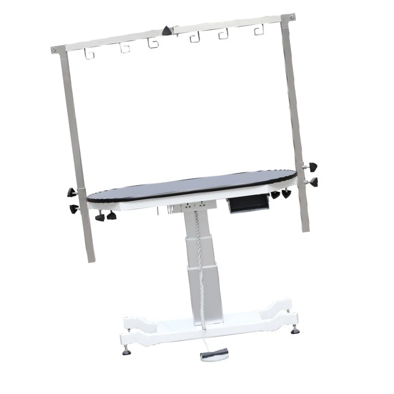 

Electric Pet Grooming Table, Height Adjustable Oval Design with Tool Organizer Bar