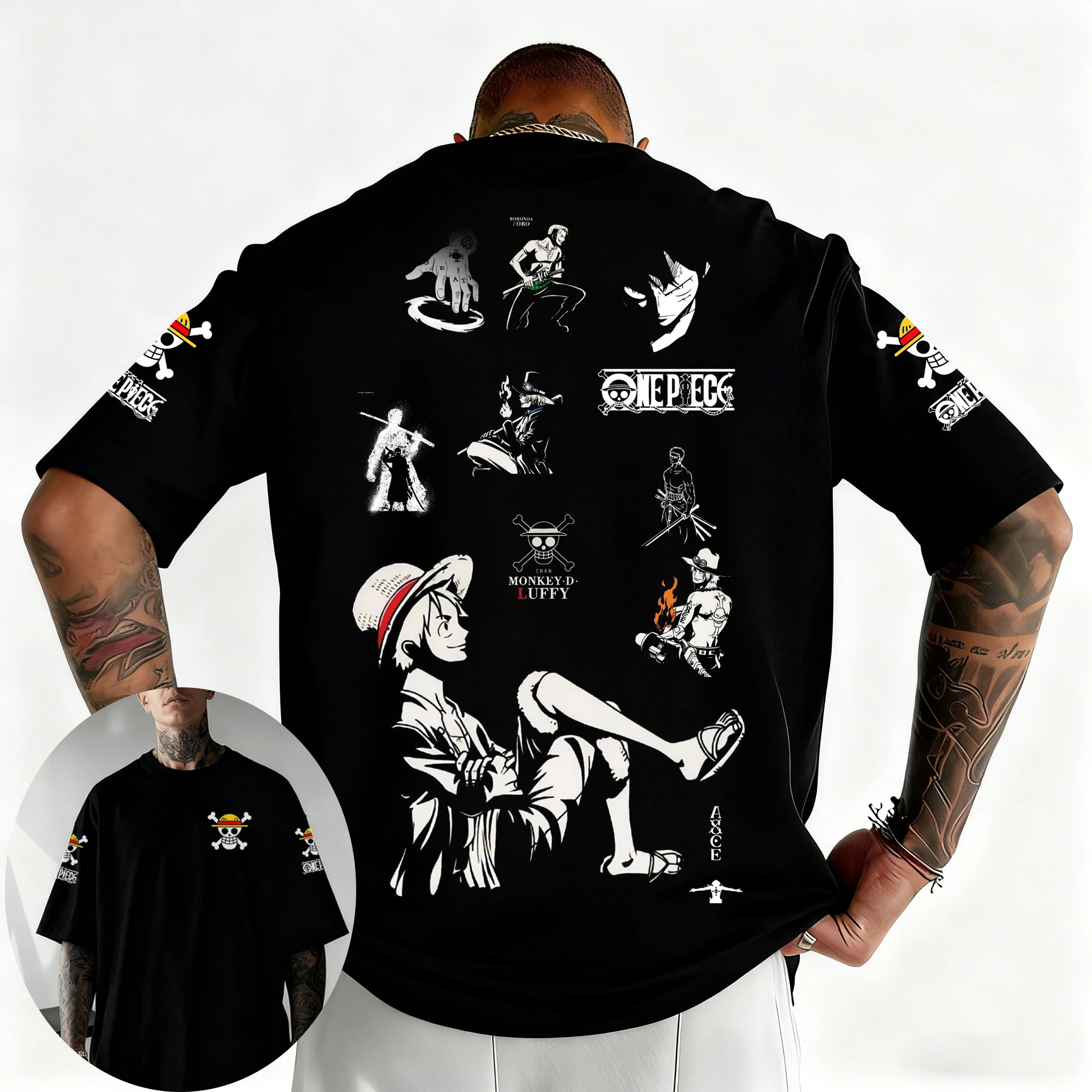 Koszulka One Piece Luffy Zoro Nami Sanji Chopper Nadruk Letnia Koszulka Anime Krótki Rękaw Retro Harajuku Y2K Streetwear