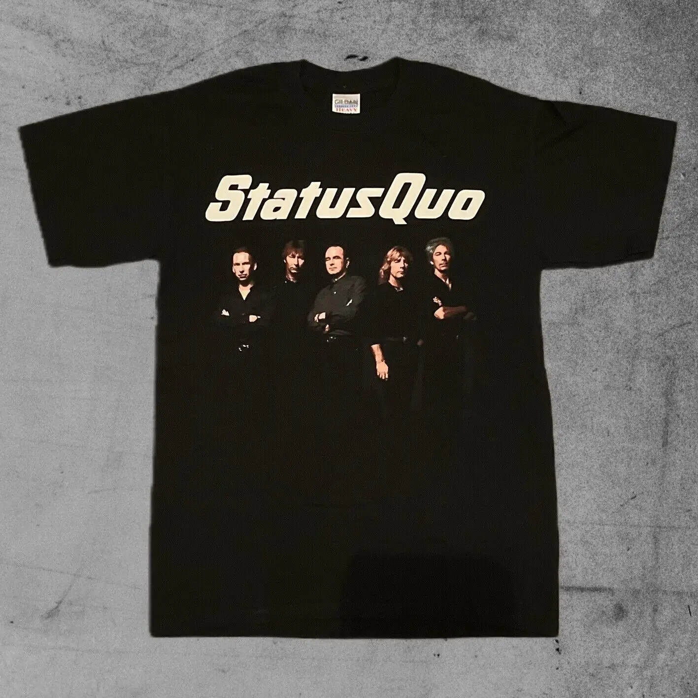 Vintage Gildan Ultra Cotton Status Quo 2003 Tour Black Graphic T-shirt Medium