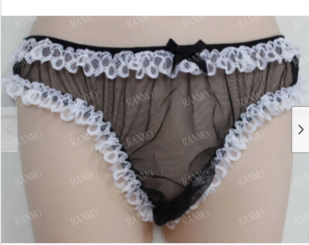 Hot Selling Black Sexy Gauze Triangle Pants Swimming Trunks Cute Girl Bow Shorts With Lace Trim On The Outside Customizable