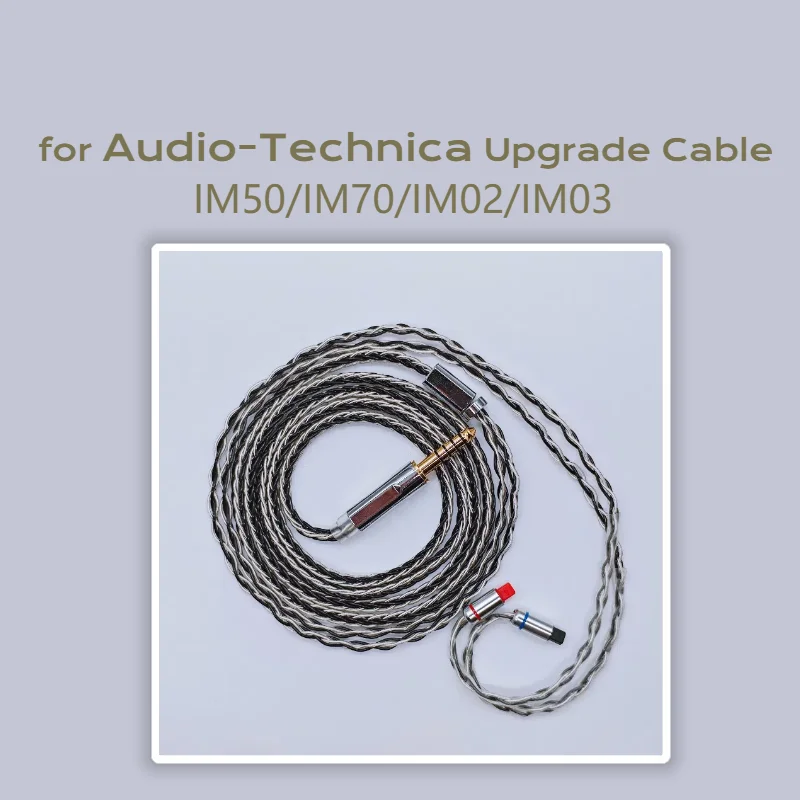 For 8 cores Audio-Technica IM50, IM70, IM02, IM03 Headphones OCC Silver-Plated 2.5mm Balanced 4.4mm Upgrade Cable with mic