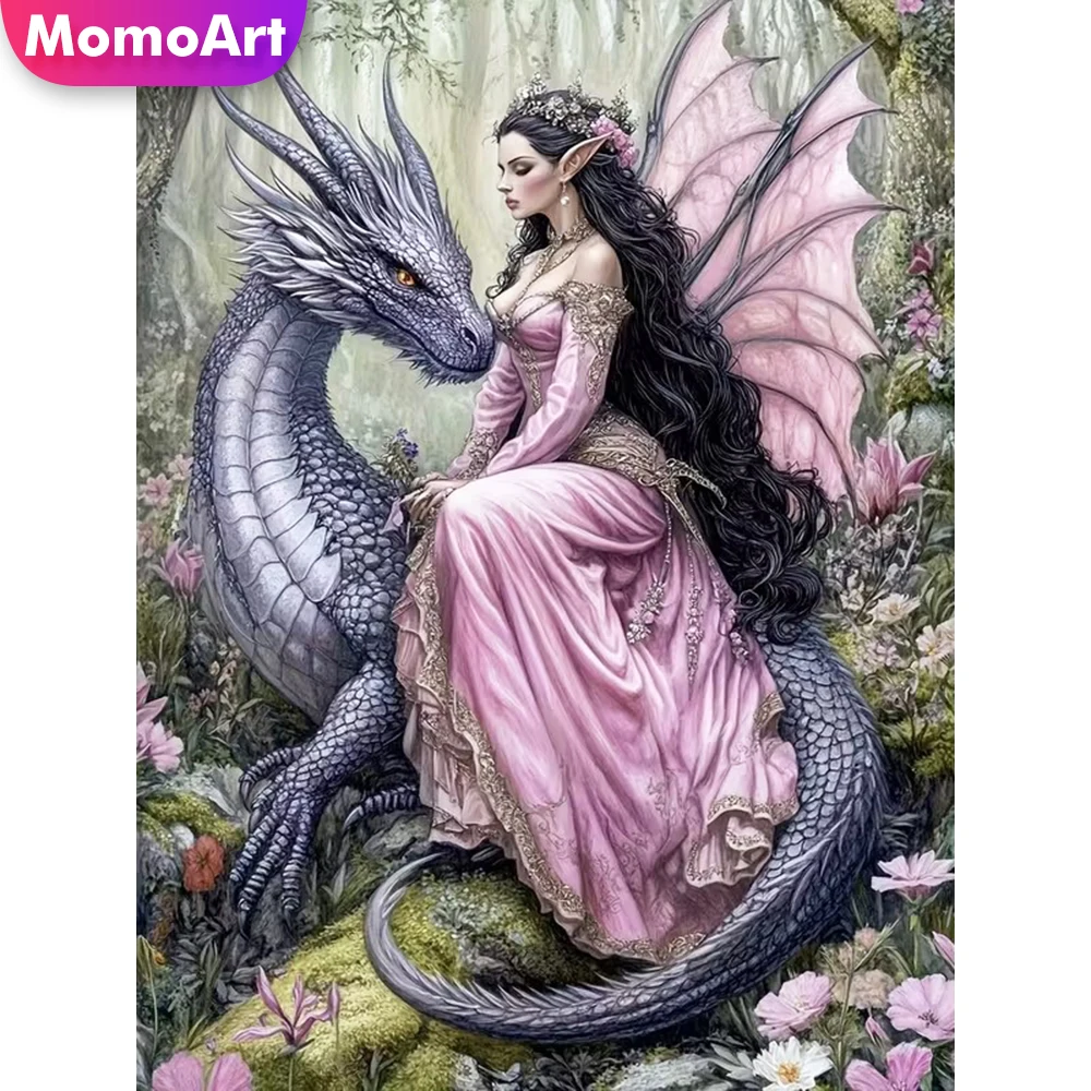 Momoart Diamant-Stickerei Frauenporträt Bild Strass Diamant-Mosaik Engel-Gemälde Dinosaurier DIY Handgemachtes Geschenk