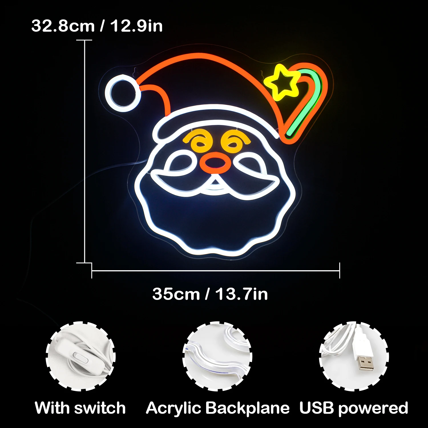 Santa Claus Neon Sign LED Lights Father Christmas Decoration Anime Room Decor Cartoon Neon Wall Lamp Bedroom Home Party Signs