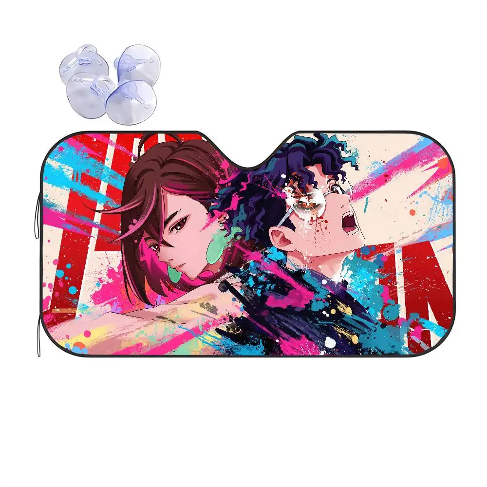 Anime dandadan dos desenhos animados janela foilsheated pára-brisa pára-sol viseira da janela dianteira do carro ferramentas de proteção solar