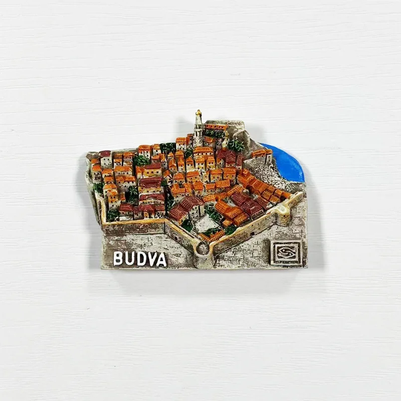 

3D Resin Budva Cityscape Refrigerator Magnet - Unique Room/Home Decor, Cute & Strong Fridge Magnets for Kitchen