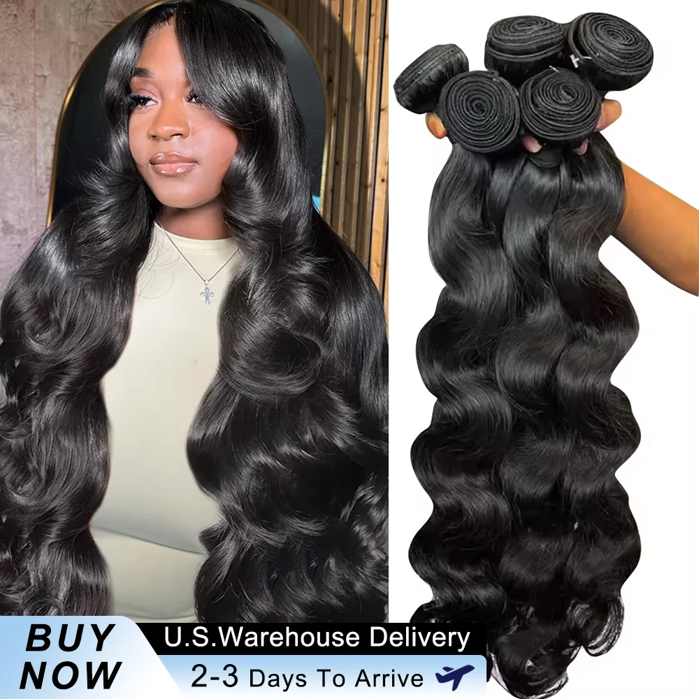 

Наборы волос Loose Body Wave 16A, 100% натуральные человеческие волосы, 40 дюймов, бразильские черные необработанные волосы для наращивания, 3, 4, 5 пучков, натуральные волосы для наращивания