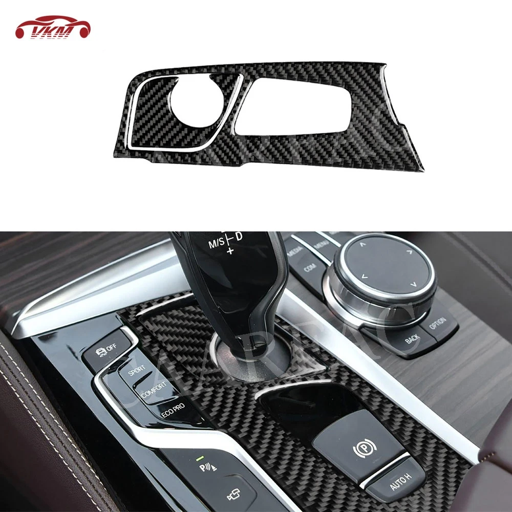 

Carbon Fiber Car Gear Shift Panel Decorative Frame Cover Trim Sticker For BMW 5 Series G30 LHD Car Accessories