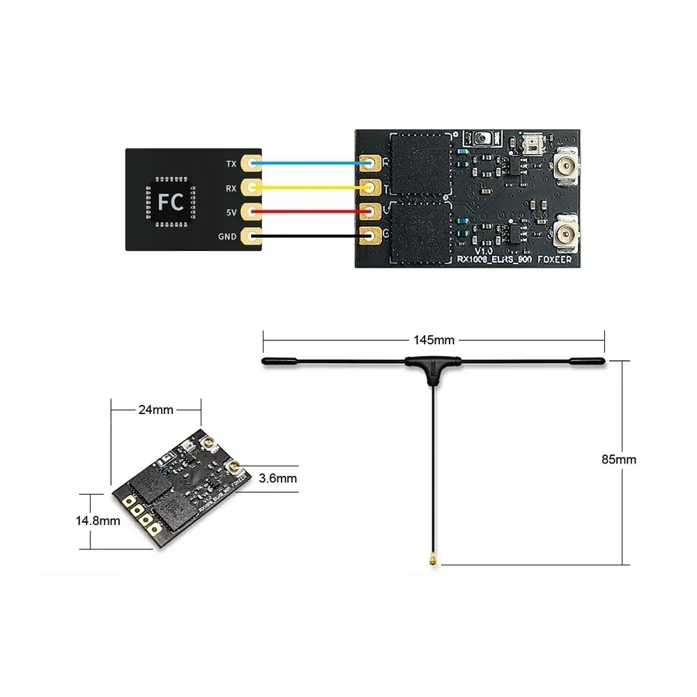 Foxeer ELRS 915/868MHz Diversity Receiver 200Hz 50mW for FPV Freestyle Long Range Drones DIY Parts