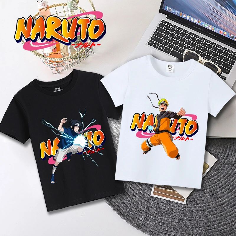 

Naruto T-shirt Fashion Cotton Short Sleeve Boy Clothe Hip Hop Summer Tops Round Neck Children Clothing Cute Cartoon Outdoor Wear
