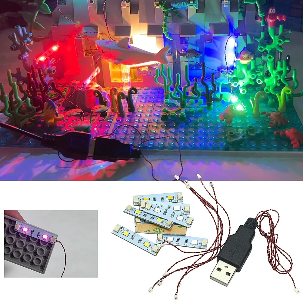 1X4 LED-Licht 0,8mm Pin Dünne Bausteine USB-Fernbedienung Blinkende Lampe Mehrfarbige Kombination Stadtstraßenbeleuchtung Spielzeug – Detail 3