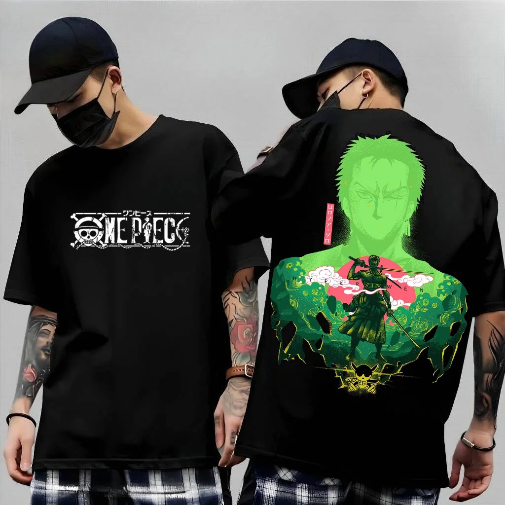 

Футболка One Piece с принтом Зоро, мужская, унисекс, оверсайз, хлопок, короткий рукав, Y2K, повседневная модная одежда, лето 2026