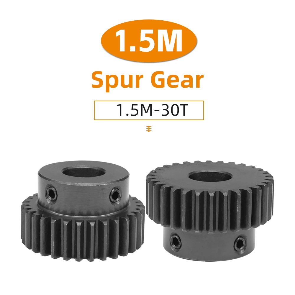 Spur Gear 1.5M30T Bore 6-22 mm Carbon Steel Motor Gear Teeth Height 15mm Pitch 4.71mm Transmission Accessories 1.5M30Teeth