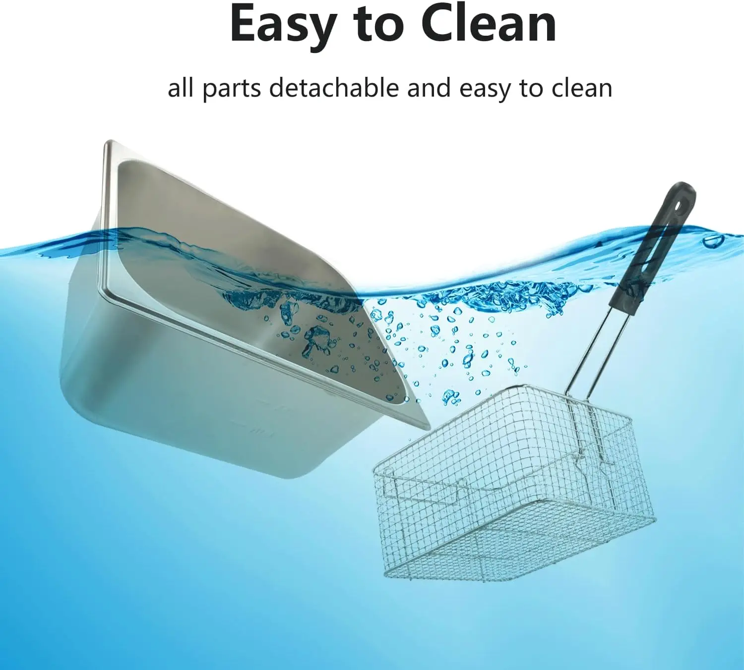 Fritadeira com cestas, fritadeira elétrica de óleo de bancada de aço inoxidável espessada 3000W 12,7QT/12L, grande capacidade com temperatura