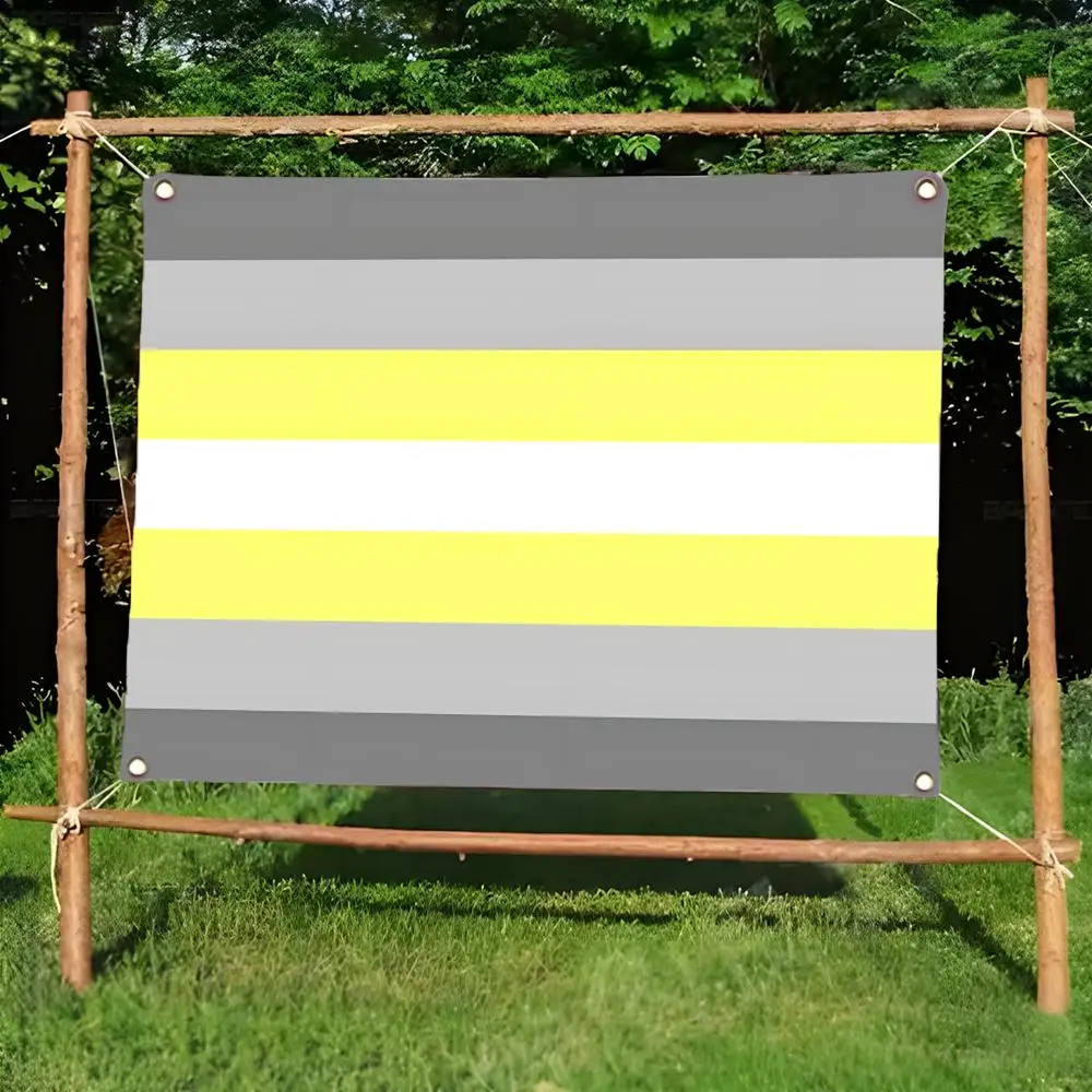 Drapeaux de fierté D-Demigender subtils et évoluants, sans bordure, ornement à quatre anneaux, décoration intérieure et extérieure, facile à accrocher