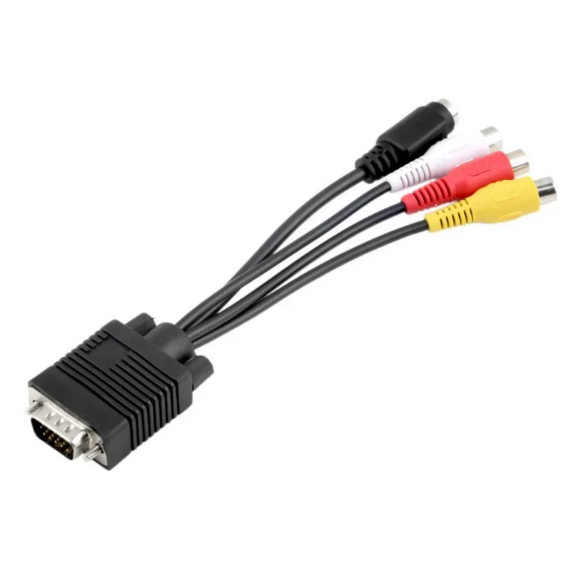 VGA męski na S-Video 3 RCA Jack żeński Kompozytowy adapter AV TV Out Konwerter Złącze Kabel wideo Laptop Karty wideo PC