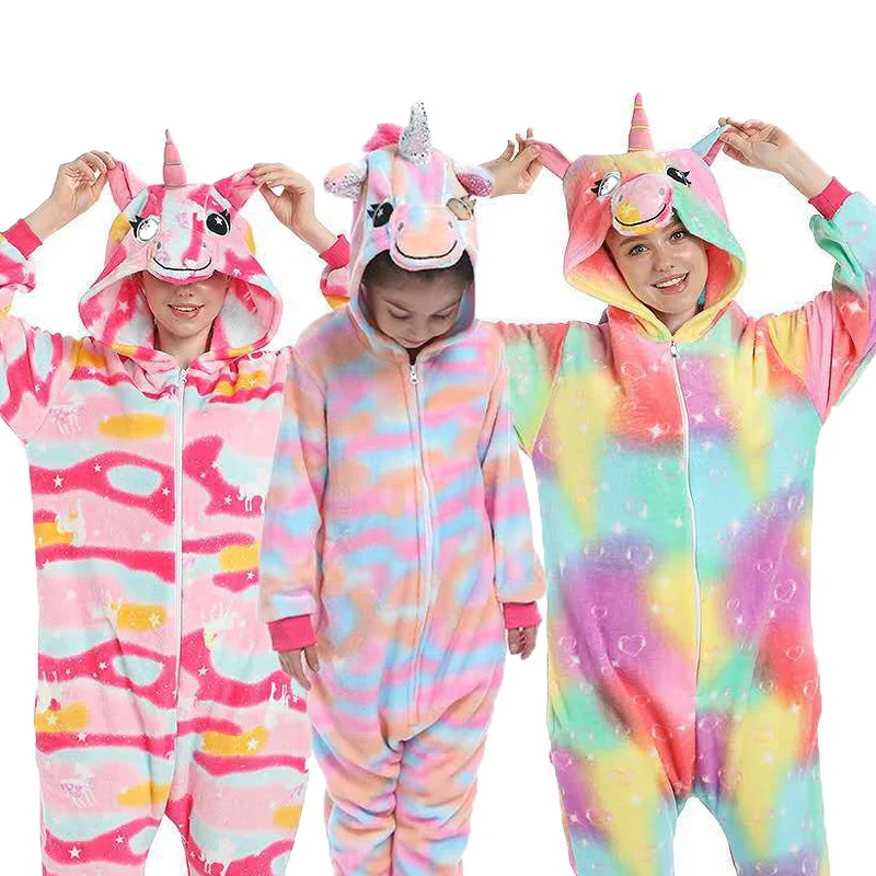 

Kigurumi Cartoon Animal Parent-child Clothing One-piece Pajamas Unisex Xmas Cosplay Loungewear Loose Hooded Nightwear Couple