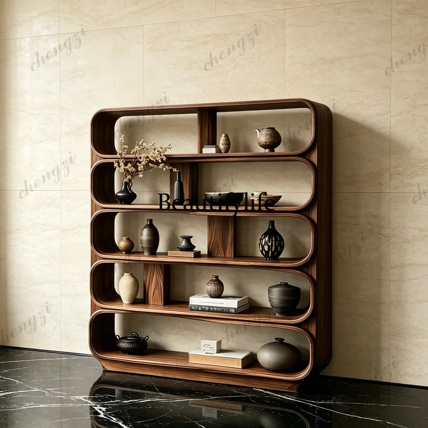 New Chinese Style Solid Wood Antique Rack Display Cabinet Storage Rack Zen Style Living Room Study Custom Multi-Treasure Grid