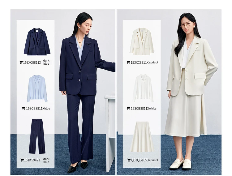 SENTUBILA Einfarbige Blazer für Damen 2026 Herbst Reverskragen Einreihig Zweiknopf Gerade Locker Sitzender Maßgeschneiderter Mantel 153XC8811X – Detail 25