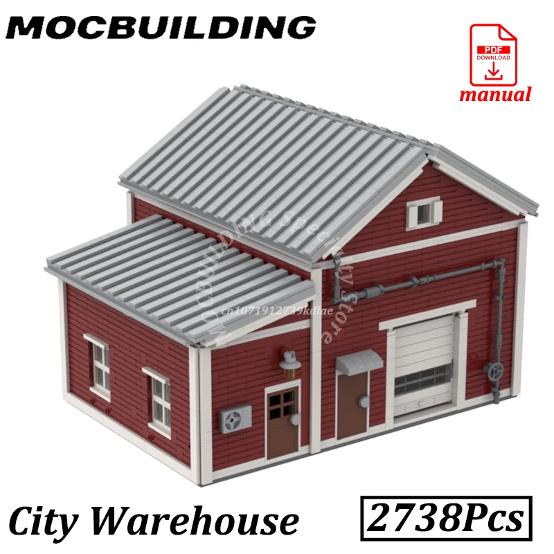 

Модель городского склада, промышленная фабрика, здания, дом, вид на улицу, MOC, строительные блоки, кирпичи, строительные игрушки, подарки