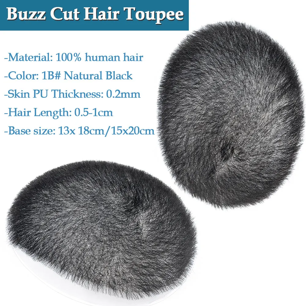 Short Buzz Cut Hair Toupee for Men