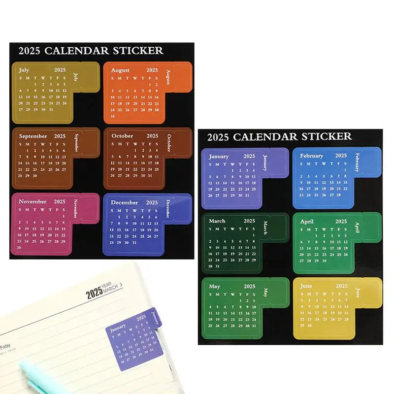 2025 Calendar Stickers Notebook Journal Planner Index Stickers Yearly Monthly Shcedule Organizers Ka-waii Calendar Bookmarks