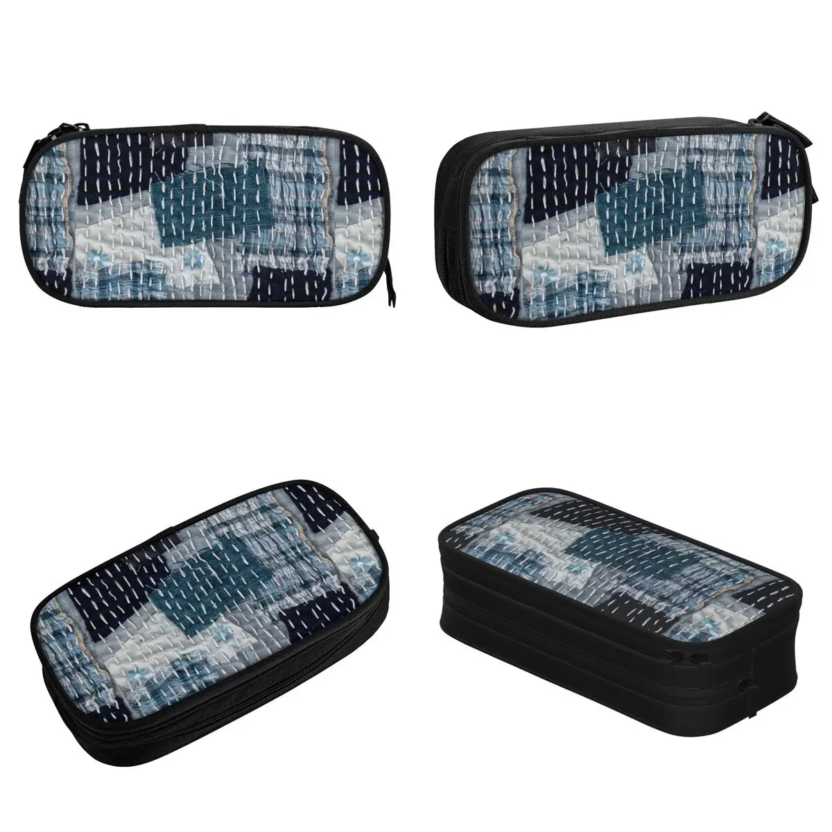 Cute Jean Boro Sashiko Pencil Cases, Patchwork Pencilcases Pen para meninas e meninos, grandes sacos de lápis, material escolar, papelaria presentes