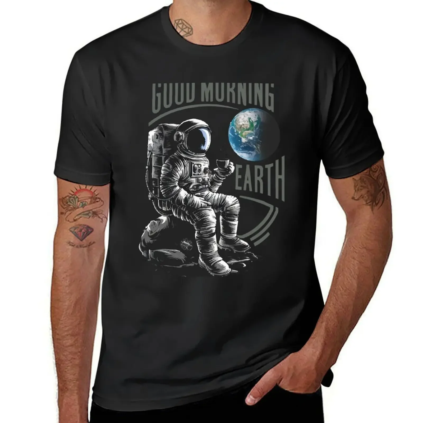 

Good morning earth Astronaut T-Shirt vintage graphic tee sublime man clothes vintage clothes for men