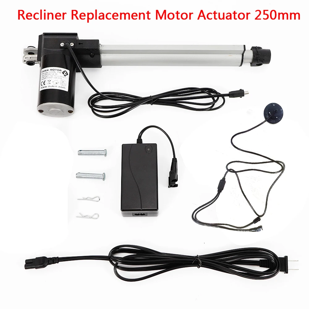 Power Recliner Replacement Motor Actuator,Parts Massage Chair Furniture，250mm Stroke Length，24VDC Motor Drive