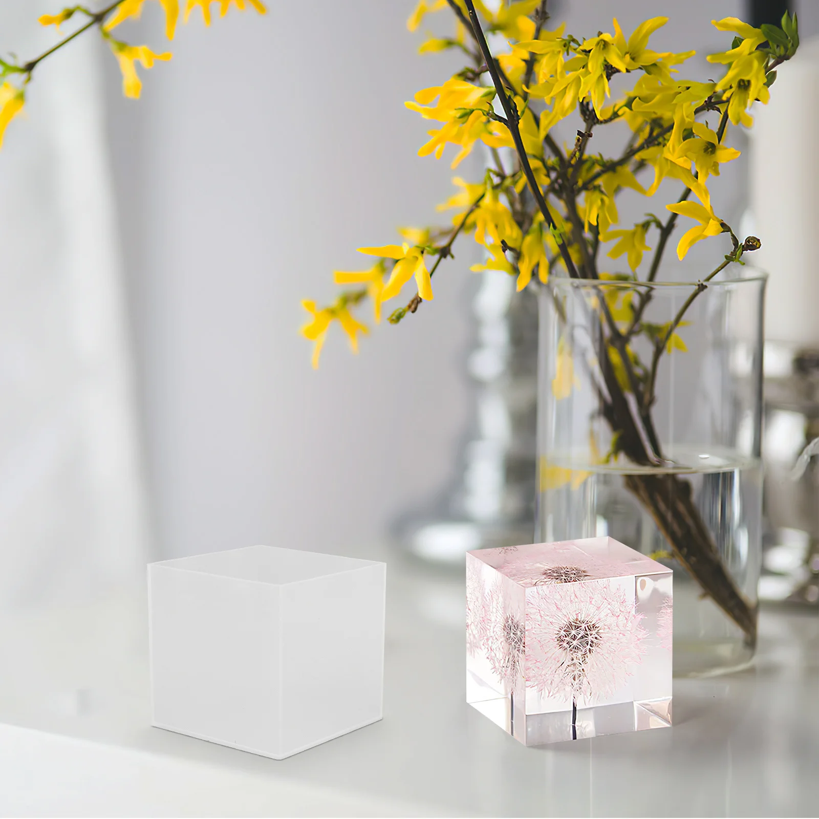 

2Pcs Clear Silicone Cube Molds High Transparency Square Epoxy Resin Mold for DIY Resin Casting Decorative Ornaments