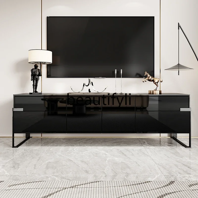 Minimalist TV Cabinet Modern Simple Solid Wood Living Room Video Cabinet Bedroom Paint Side Cabinet Floor