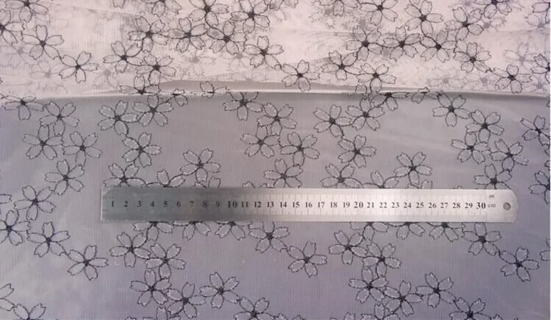 2 colors Flower Embroidered Lace Fabric black flower soft   lace for girl dress  decoration costume baby princess dress 1 Yard