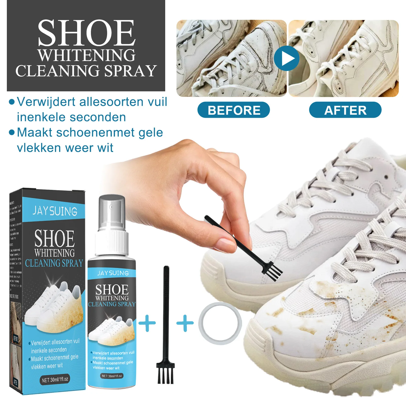 

30ML White Shoes Cleaning Gel Clean Whitening Polish Shoe Stain Foam Deoxidizer Sneaker Remove Yellow Edge Oxidizing Remove