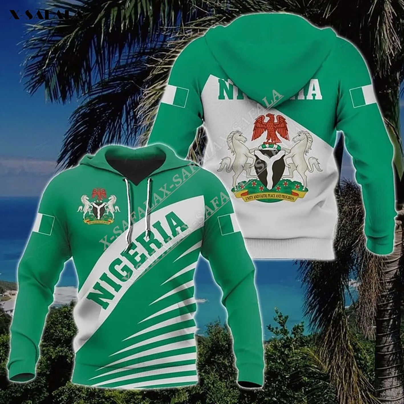 

Nigeria Coat Of Arms Country Flag Custom Name 3D Print Elastic Force Hoodie Men's Tracksuit Outwear Coat Casual Tops