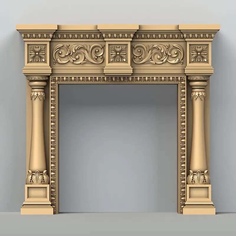 Victorian Fireplace With Ornate Mantel And Brick Backdrop
