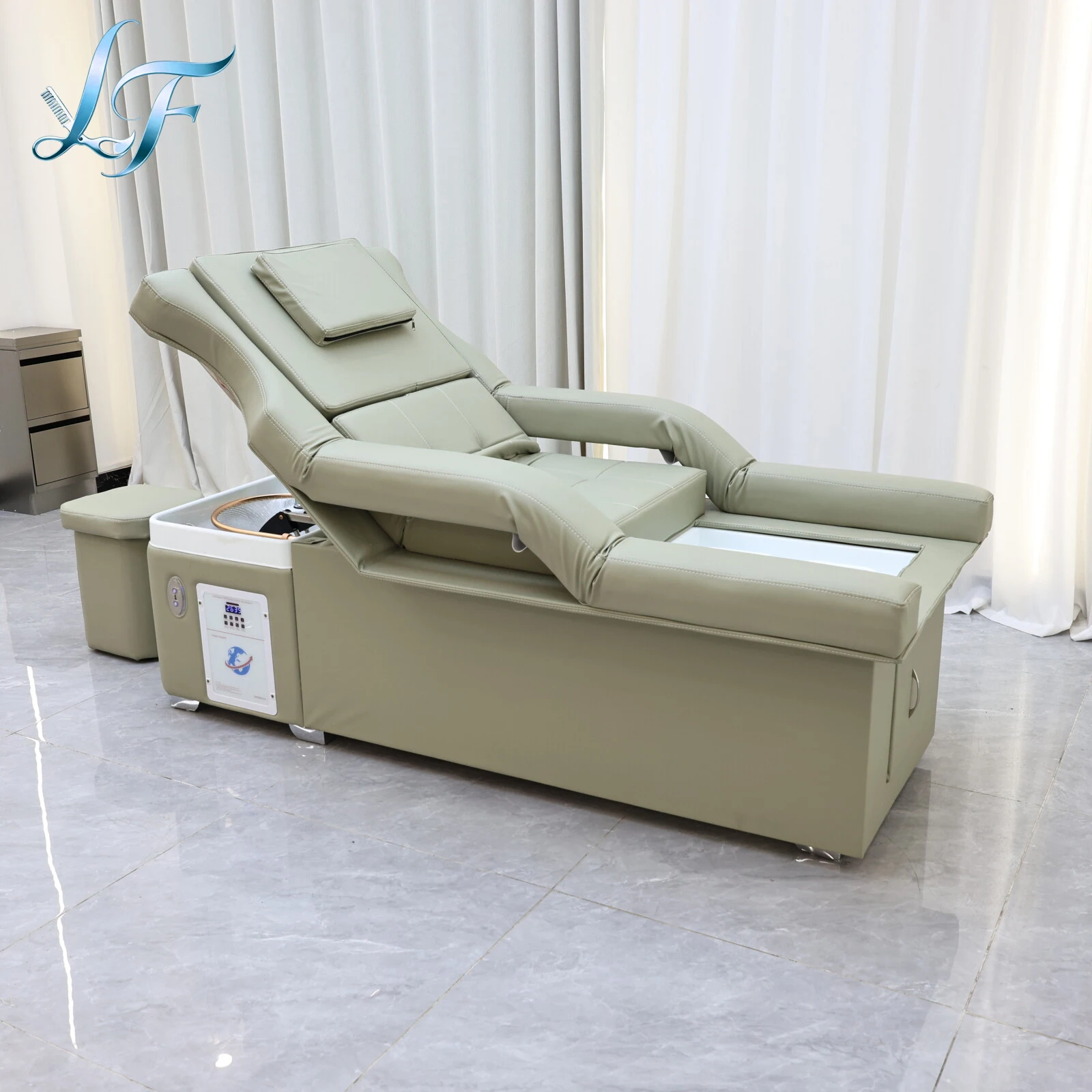2 In 1 Hair Salon Water Circulation Head Therapy Washing Chair Electric Thai Head Treatment Shampoo Bed With Foot Spa Massage