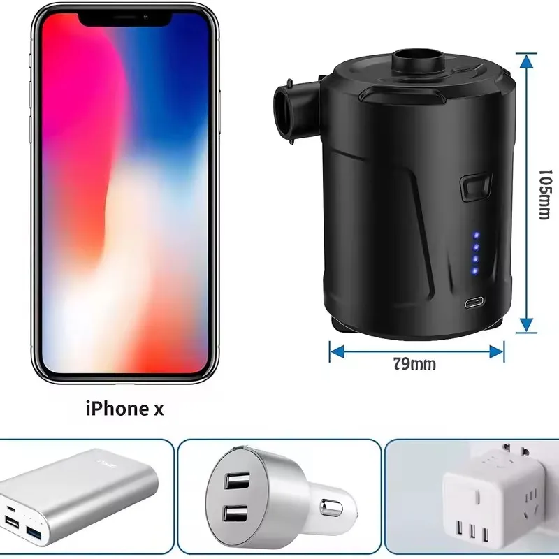 

Портативный электрический насос для накачивания, аккумуляторный воздушный компрессор для лодки из ПВХ, матраса, надувной бассейн, плот-кровать