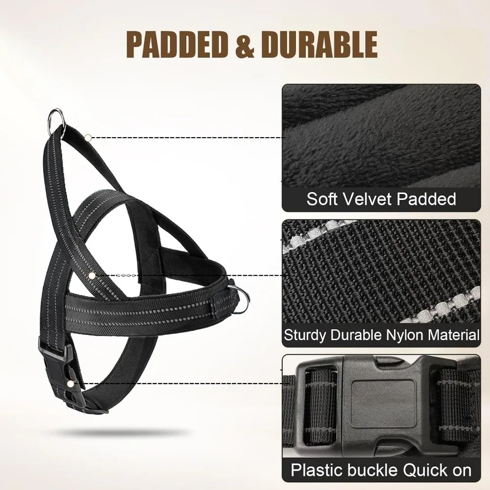 Nylon No Pull Dog Harness Front Clip Pull-Resistant Escape Proof Dog Harness Easy Put On Adjustable Security Dog Harness Vest