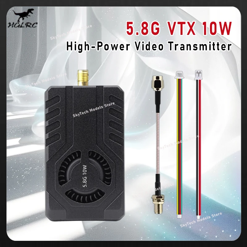 HGLRC 5.8G VTX 10W High-Power Video Transmitter Adjustable Power for Aerial Photography FPV Racing Models Parts