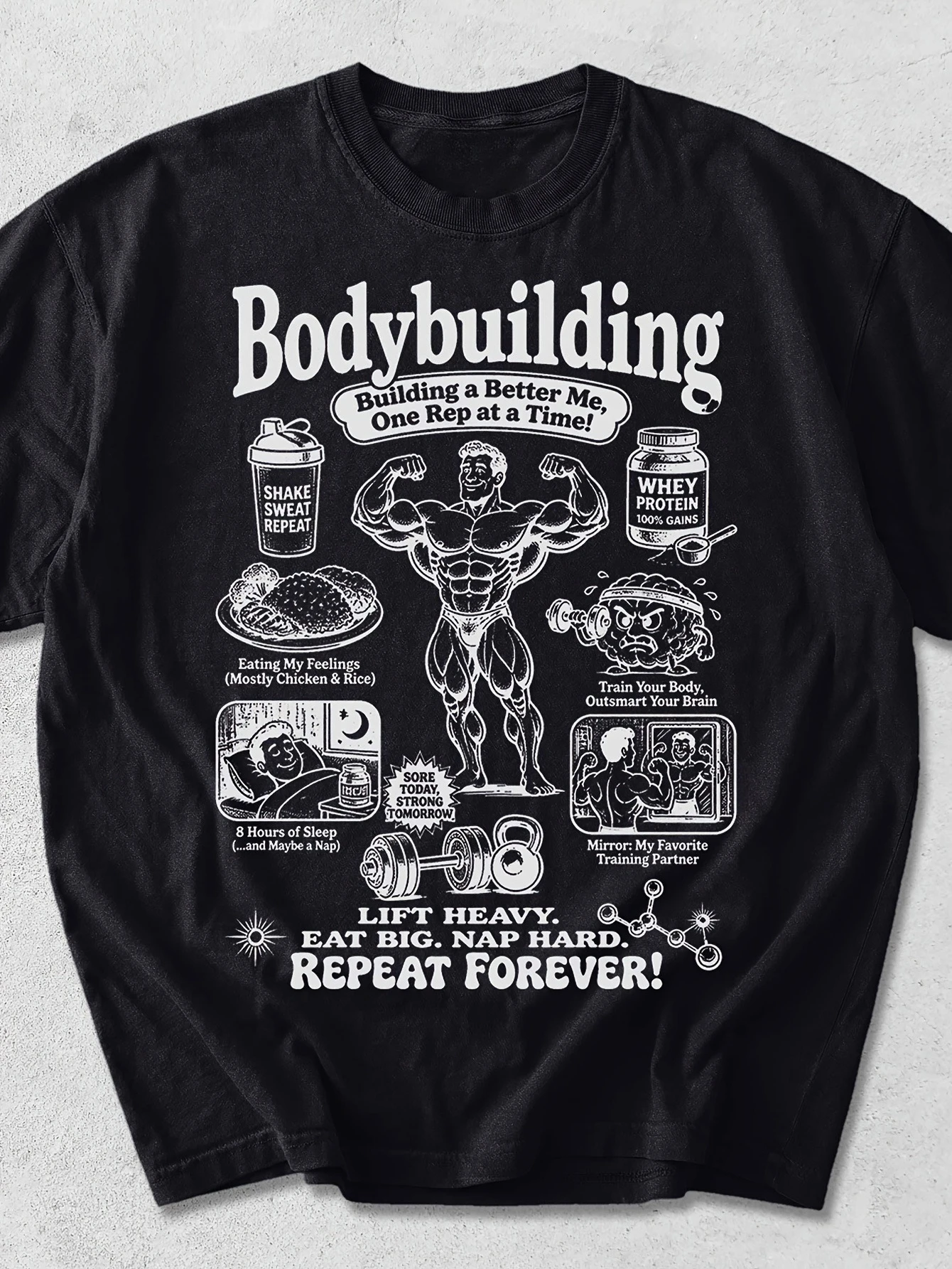 Fitness Fun Retro Sports T-shirt Weightlifting Training Heavy Weight Gain Pump Sense Training T-shirt Summer Outdoor Wear