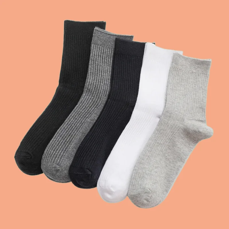 5/10 Paar Baumwolle Casual Socken bequeme rutsch feste New Fashion Herren hochwertige Socke atmungsaktive feste Streifen Farbe Boots socken