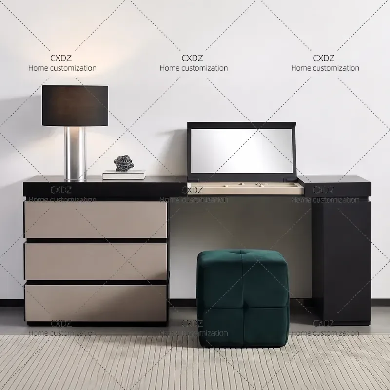 Minimalist Dressing Table with Storage Cabinet Modern Simple Light Luxury High End Makeup Desk for Bedroom Integrated Vanity