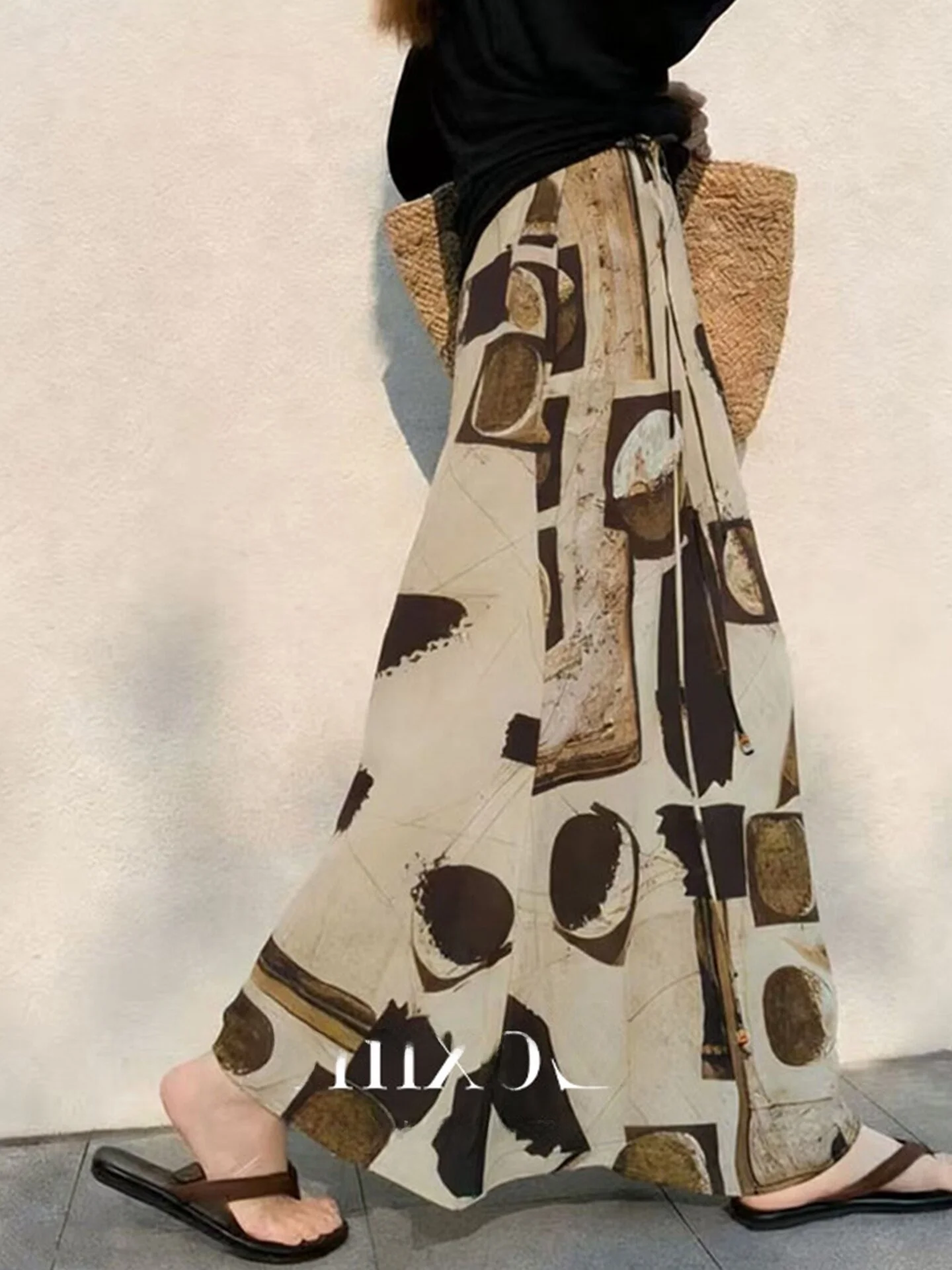 Retro Print High Waist Midi Skirt Beautiful Drapey Meat Concealing Versatile Summer 2026 Ladies' A-Line Skirt Floral Cardi